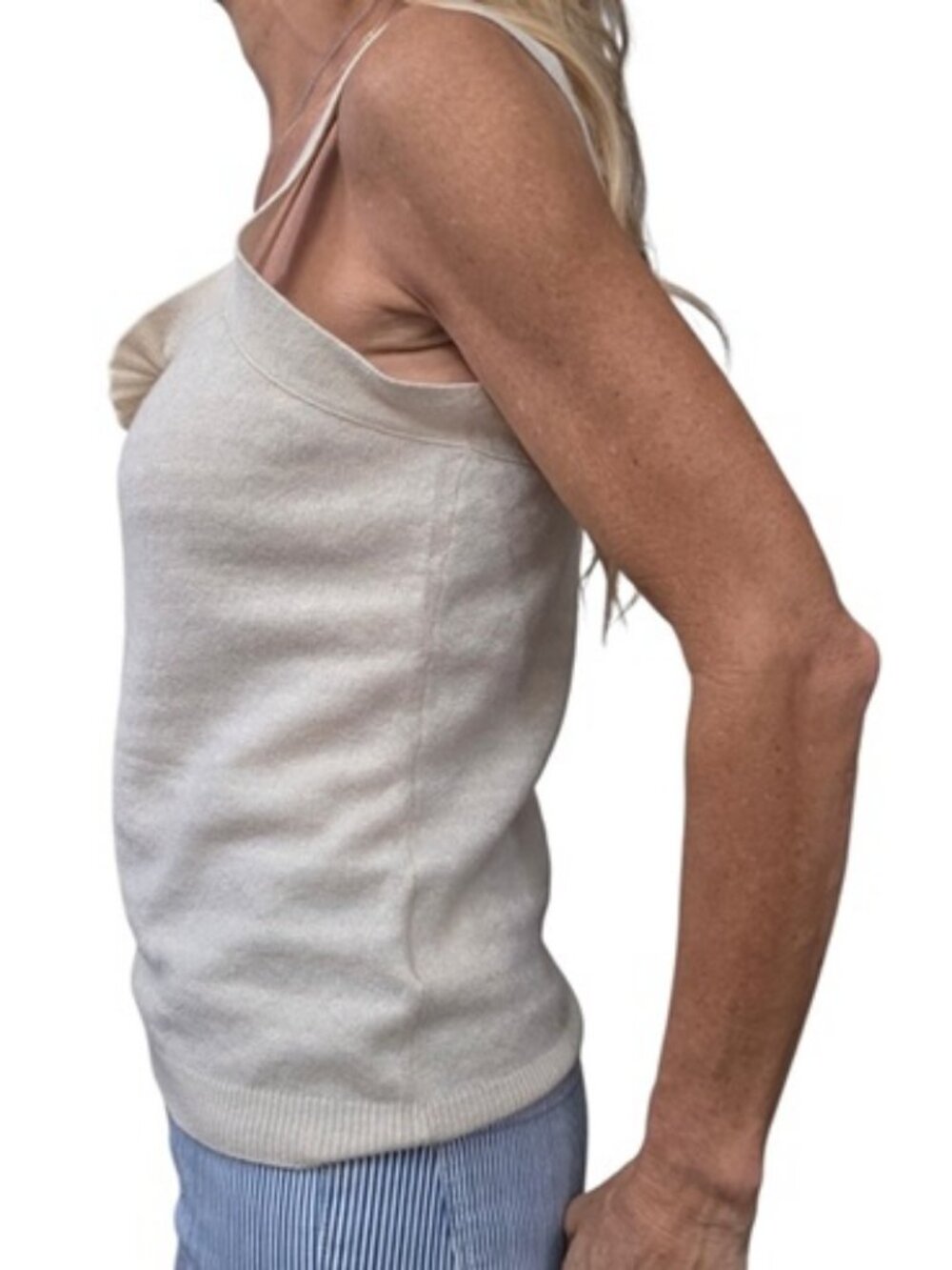 RED Valentino Cashmere Wool Knit Sweater Tank Cream Ruffle Neck - Picture 4 of 8
